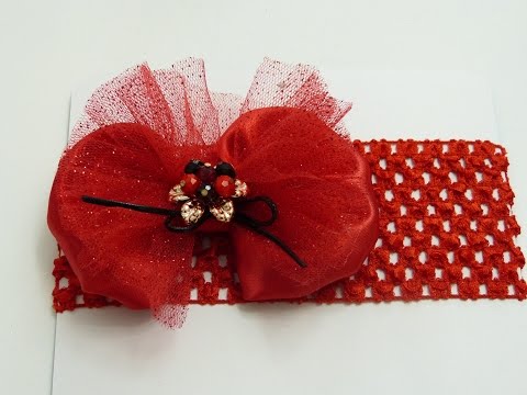 COMO HACER 1  MOÑO JUMBO DE TELA Y TUL FRUNCIDO!!!  Manualidades la Hormiga 🎬  511