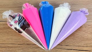 Making Slime With Colorful Cute Piping Bags ! Satisfying ASMR ! Part 249