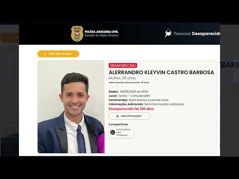 VEJA A NOVA LISTA DE DESAPARECIDOS EM MATO GROSSO; EM COMODORO, HOMEM É PROCURADO HÁ 14 ANOS