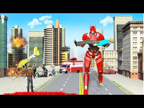 Ambulance Helicopter Car | Rescue City Transform Robot Car Android GamePlay | By Game Crazy
