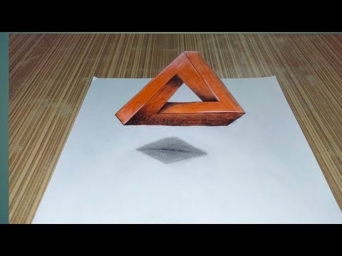 3d drawing impossible triangle on paper for beginners