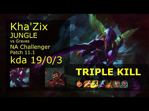 Kha'Zix vs Graves Jungle - NA Challenger 19/0/3 Patch 11.1 Gameplay