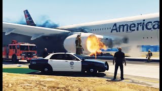 Airplane Engine Fire Emergency Landing Fire Fighting - Plane Crash GTA 5 Action Movie