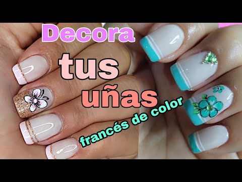 2 diseños de uñas /francés de color /uñas  naturales/ fáciles /bonitas 😍❤️/COLORED french Nails.