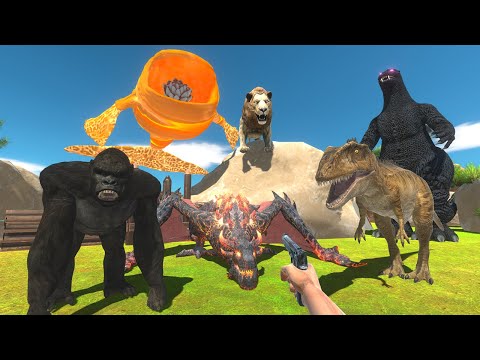 I Try to Fight and Hunting For Orange The Bloop & Godzilla Lava Dragon - Animal Revolt Battle ARBS