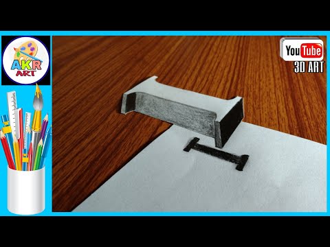 Easy 3D trick art drawing...How to draw 3D floating letter 'I'...easy stap by step tutorial 3D art.