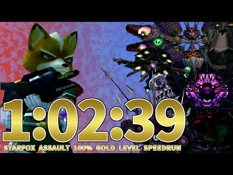 スターフォックスアサルト RTA ゴールドレベル 100% 1h02m39s star fox assault