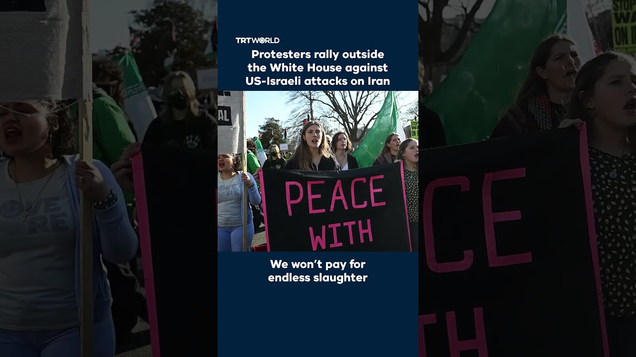 Video | Protesters rally outside the White House against US-Israeli attacks on Iran
