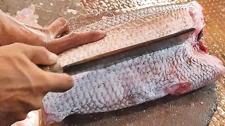 Incredible Indian Salmon Fish Cleaning & Cutting Live In Bangladesh || Fish Cutting Skills