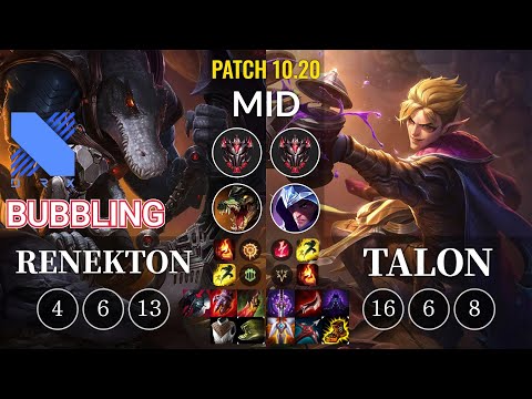 DRX Bubbling Renekton vs Talon Mid - KR Patch 10.20
