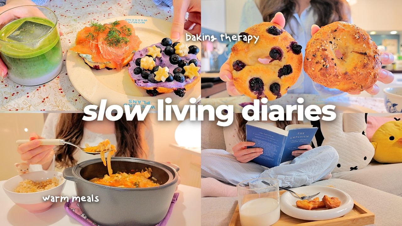 a quiet day cooking at home 🥯 homemade bagels, butter rice cake, kimchi stew