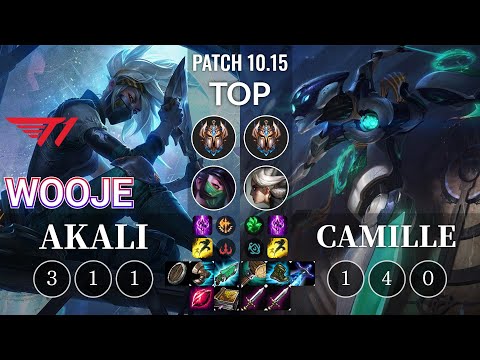 T1 Wooje Akali vs Camille Top - KR Patch 10.15