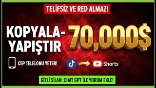 🤯 KOPYALA-YAPIŞTIR HİLESİ: Shorts'ta Telifsiz İçerikle Dolar Kazan!