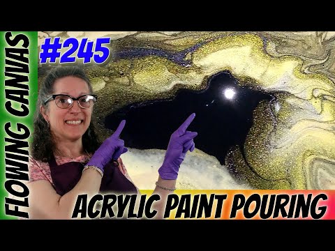 (245) Two Color Open Cup Acrylic Pour Fluid Art
