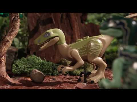 LEGO Jurassic World funny mini movie Dinosaurs play football Trex