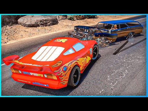 *CRAZY* Cars Lightning McQueen Crashes Ep.71 – GTA 5
