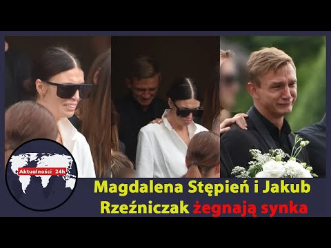 Magdalena Stępień i Jakub Rzeźniczak żegnają synka podczas uroczystości w Oleśnicy