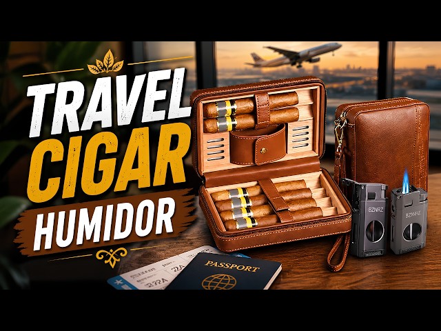 Vídeo relacionado con Time C Club Estuche de Viaje para Puros de 3 Dedos, Elegante Estuche de Cuero con Cortador de Puros Forrado de Madera de Cedro