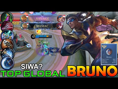 SAVAGE & MANIAC!🔥 92% Current Win Rate Build Bruno King - Top Global Bruno By SIWA? | MOBILE LEGEND.