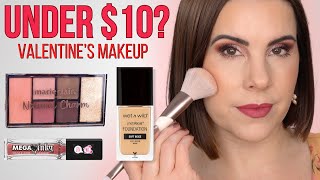 Full Face of ❤️ Valentine's Makeup... Under $10?