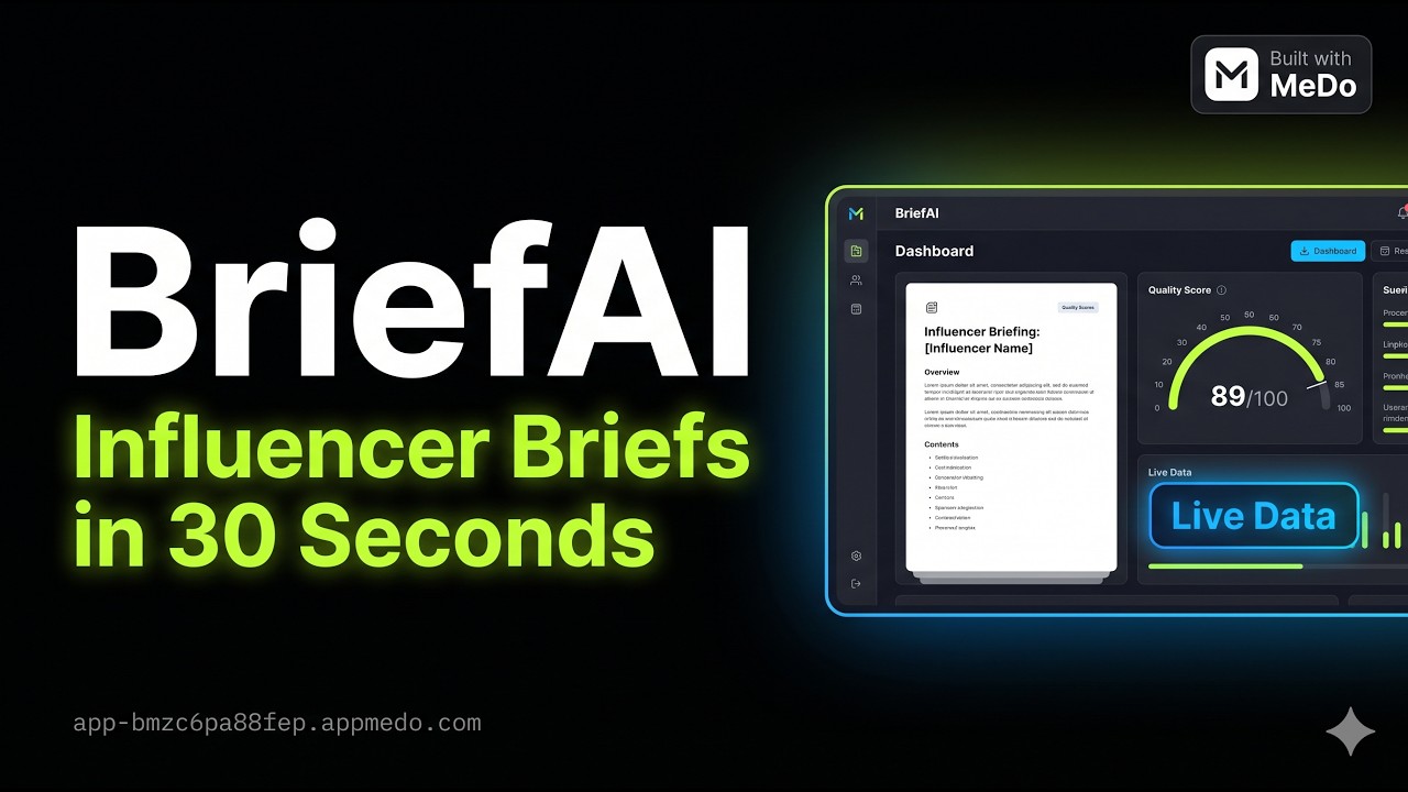 BriefAI — AI Influencer Brief Generator Built on MeDo | #BuiltWithMeDo Hackathon