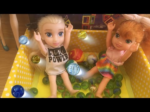 MARBLE EXPLOSION! Elsa and Anna toddlers play with marbles- and more surprises