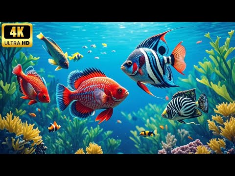 Aquarium 4K (VIDEO ULTRA HD) - Beautiful Coral Reef Fish - Sleep Relaxing Meditation Mus