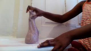 mixing lime together and doing slime  s moothe