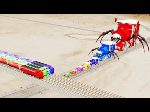 Choo Choo Charles Train  Big & Small Vs Train Rail Tracks Wheels Thomas - BeamNG.Drive