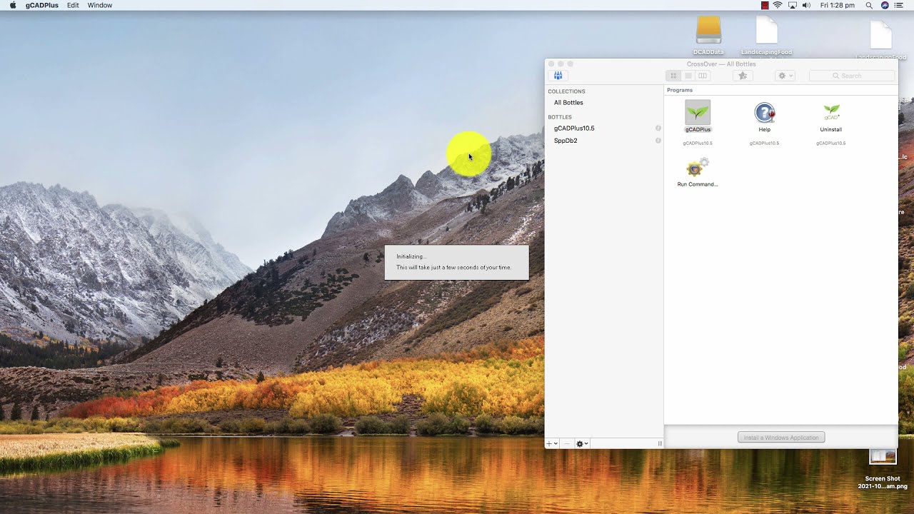 Upgrade a copy of gCADPlus on a Mac running under CrossOver