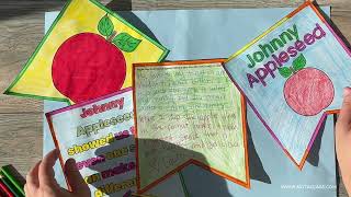 Johnny Appleseed & Apple Day Bulletin Board Writing Banner Craft | Coloring Pages | Writing Activity