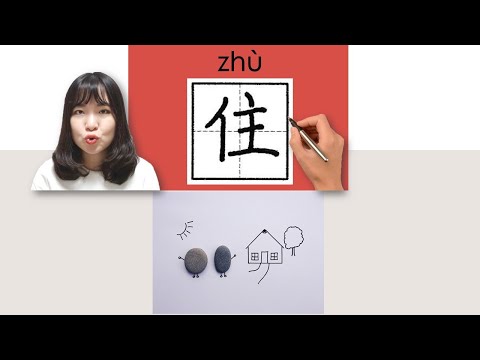 【NEW HSK1】_#hsk1 _住/zhu(to live, to stay)How to Pronounce&Write Chinese Vocabulary/Character/Radical