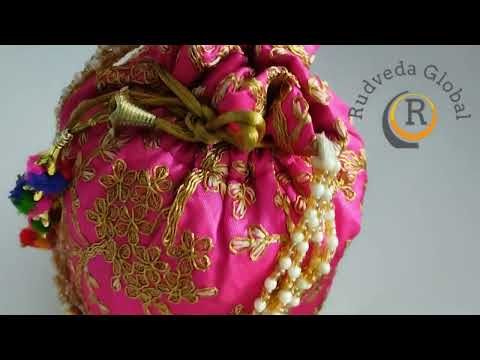 Moti mala handle assorted wedding potli bags