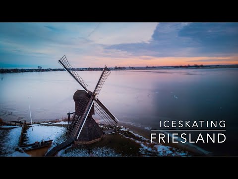 Drone footage: Beautifull day of ice skating in Abbega/Oudega Friesland