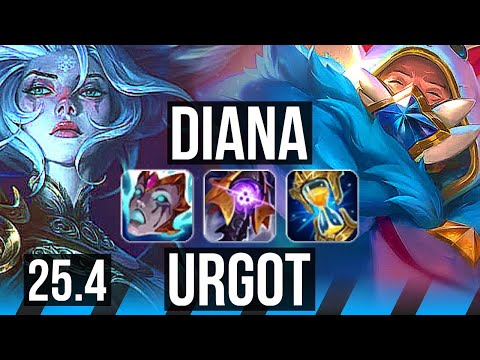 DIANA vs URGOT (MID) | 47k DMG, 16/3/8, Legendary | EUNE Challenger | 25.4