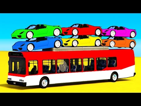 Color Car on Bus & Spiderman Cars Cartoon for Kids & Learn Colors for Children Nursery Rhymes Songs Video