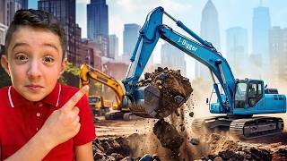 Construction Vehicles Adventure 🚧 Digging Dirt and Rocks with Real Excavators 🚜 Diggers for Kids