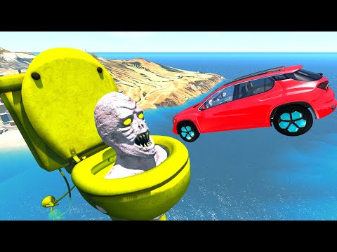 Jump cars into the toilet with Zombies! - BeamNG.Drive