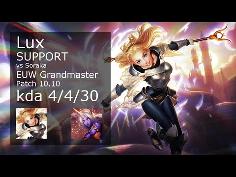 Lux Support & Varus vs Soraka & Ezreal - EUW Grandmaster 4/4/30 Patch 10.10 Gameplay