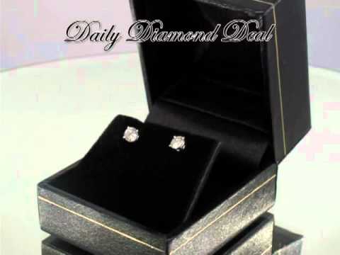 14K White Gold Diamond Stud Earrings 0.50 CT