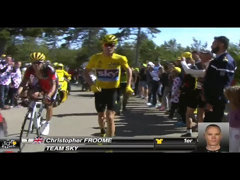 Tour Francia 2016 Etapa/Stage 12 Froome sube Mont Ventoux sin bici [Audio Español]