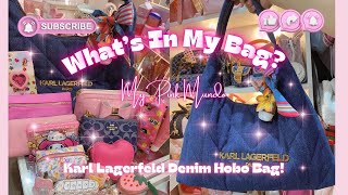 WIMB - WHAT'S IN MY BAG? FT Karl Lagerfeld Denim Hobo Shoulder Bag