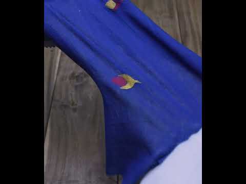 Geometric Blue Jamdani Pure Cotton 60 GSM Handwoven Fabric 239 — video