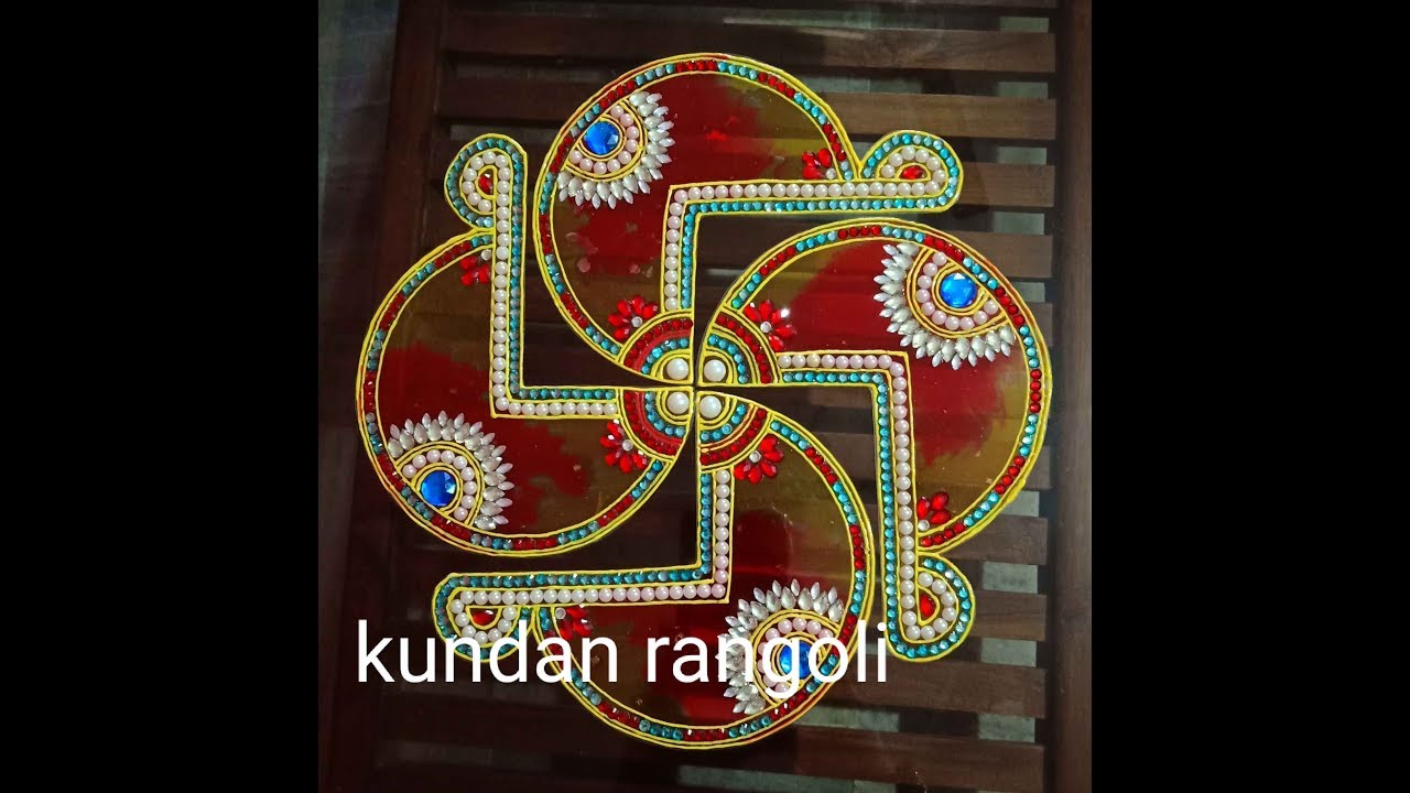 Diy kundan rangoli design of swatika by minakshi