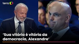 Em frente a Moraes, Lula diz que Trump deu ‘presente de aniversário’ com fim da sanção Magnitsky