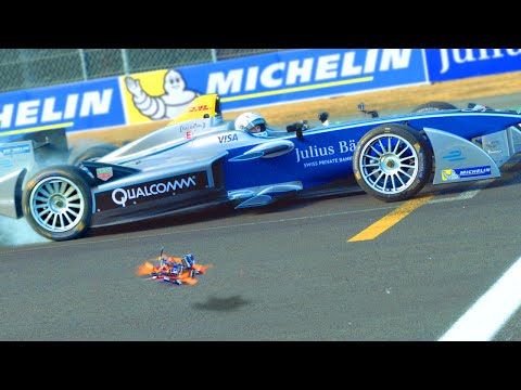 Drone Vs Formula E Race Car