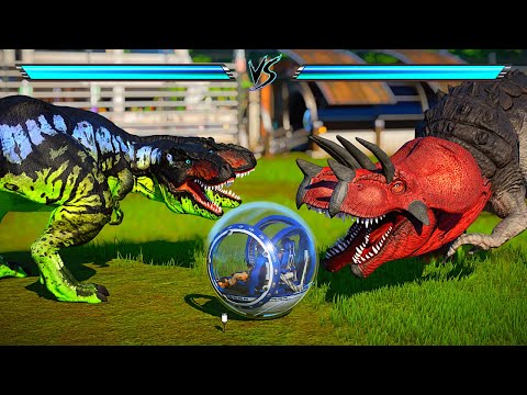 Ultimasaurus vs Tyrannosaurus Rex, Spinosaurus - Jurassic World Evolution Skin Mod Dinosaurs Fight