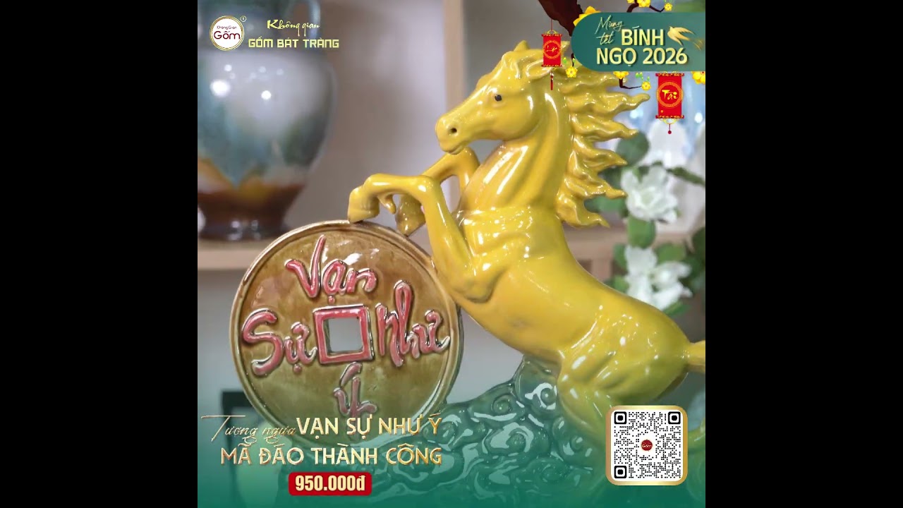 Tượng Ngựa Men Màu Vạn Sự Như Ý Mã Đáo Thành Công