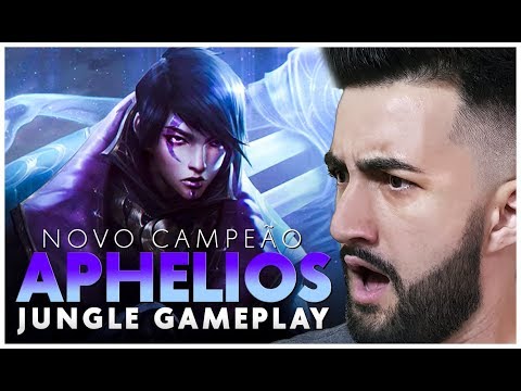 JOGUEI COM O NOVO CAMPEÃO APHELIOS NA JUNGLE!! 5 ARMAS DIFERENTES | É DIFÍCIL DE JOGAR?