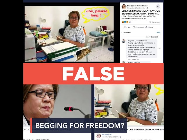 FALSE: De Lima begs Joe Biden for her freedom